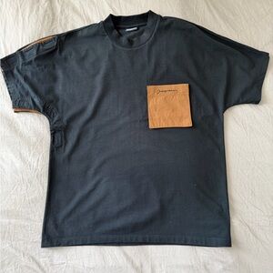 Jacquemus Black Tee with Brown Pocket